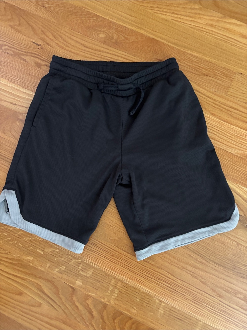 Boys GAP Black Athletic Shorts with Light Gray Hem